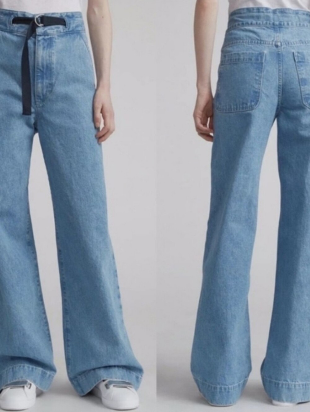 Rag & Bone Massive Pant Hi Waist Wide Leg w/ Belt Size 27 in Crystal Wash